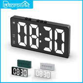 Dropshipme temperatūras spoguļpulkstenis digitālais nakts modinātājs LED elektroniskā balss vadība studentiem bērniem guļamistabas galda pulkstenis