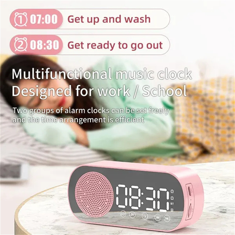 Új asztali intelligens óra Bluetooth hangszóró FM rádió ébresztőóra Audio HD tükör képernyő támogatás TF kártya hálószobai órákhoz