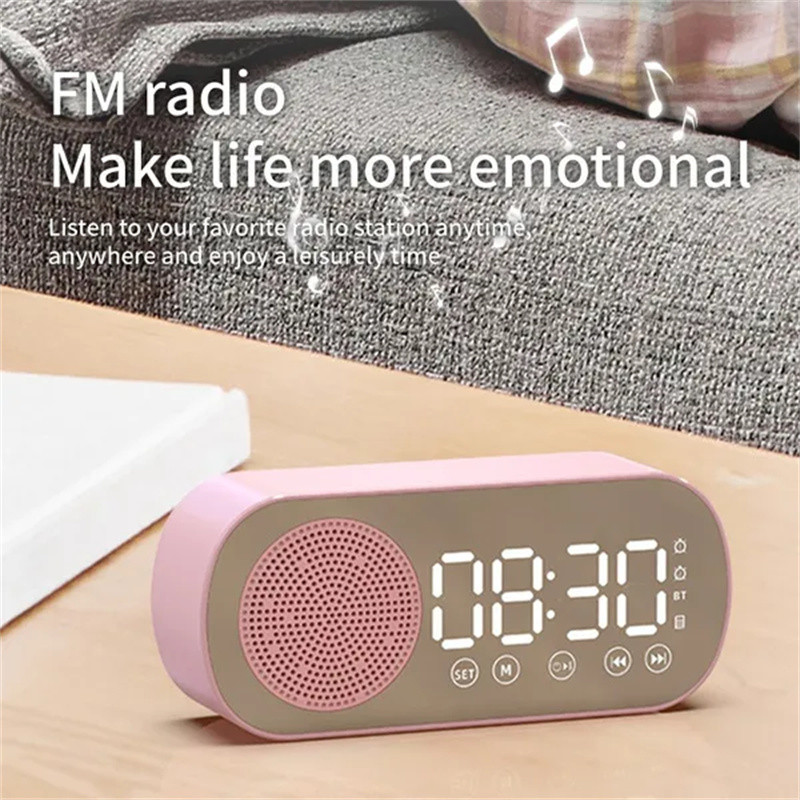 Új asztali intelligens óra Bluetooth hangszóró FM rádió ébresztőóra Audio HD tükör képernyő támogatás TF kártya hálószobai órákhoz
