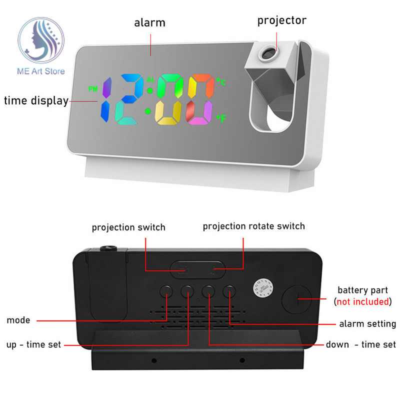 LED digitālais projekcijas modinātājs elektroniskais modinātājs ar laika projekcijas griestu projektoru modinātājs guļamistabas gultai