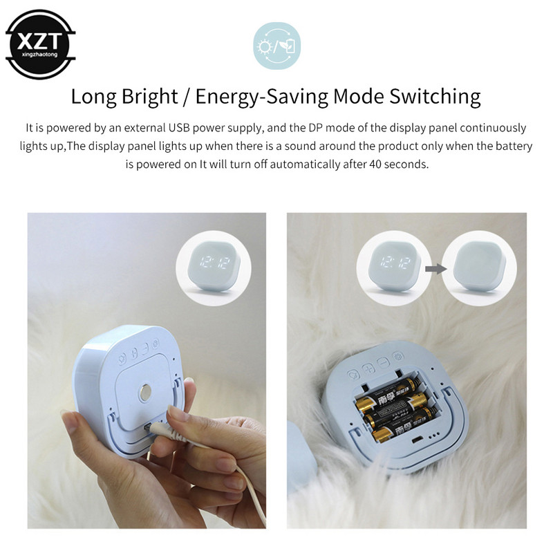 Elektroniskais kvadrātveida klusais nakts modinātājs, inteliģents temperatūras sensors, magnētiski pievilcīgi darbvirsmas pulksteņi, mājas dekorācijas