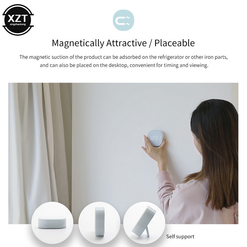 Elektroniskais kvadrātveida klusais nakts modinātājs, inteliģents temperatūras sensors, magnētiski pievilcīgi darbvirsmas pulksteņi, mājas dekorācijas