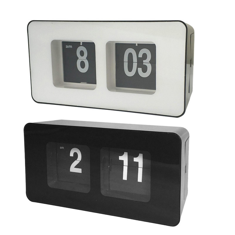 Auto Flip Clock Stilīgs moderns stils Pulkstenis Galda tabula Fails uz leju Pulkstenis