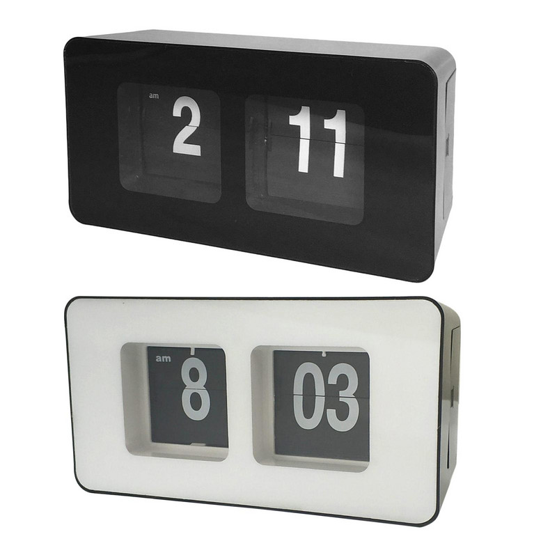 Auto Flip Clock Stilīgs moderns stils Pulkstenis Galda tabula Fails uz leju Pulkstenis