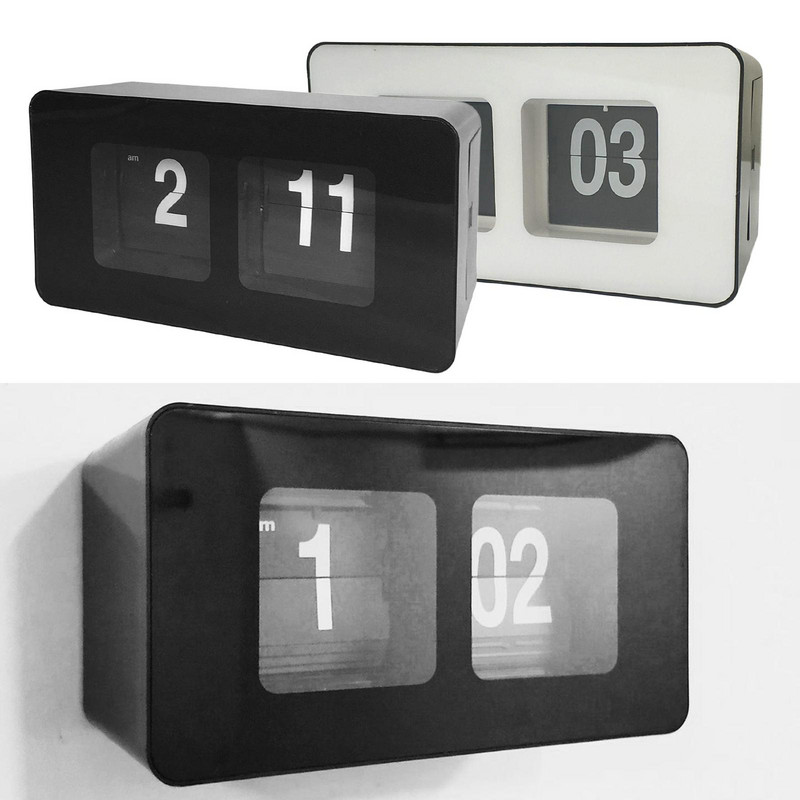 Auto Flip Clock Stilīgs moderns stils Pulkstenis Galda tabula Fails uz leju Pulkstenis