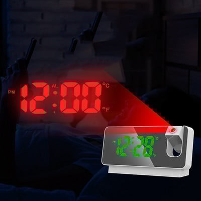 180° projekcijas LED digitālais viedais modinātājs USB uzlādes pulksteņa galds elektroniskie pulksteņi atlikšanas funkcija guļamistabas gultas pulkstenis