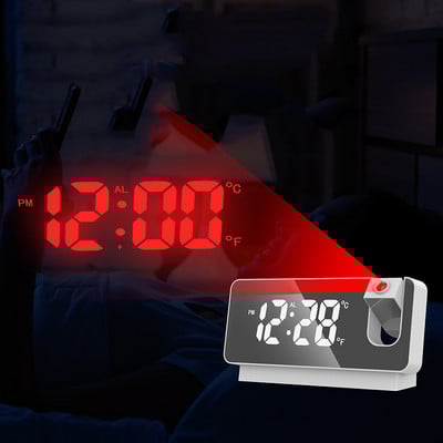 180° projekcijas LED digitālais viedais modinātājs USB uzlādes pulksteņa galds elektroniskie pulksteņi atlikšanas funkcija guļamistabas gultas pulkstenis