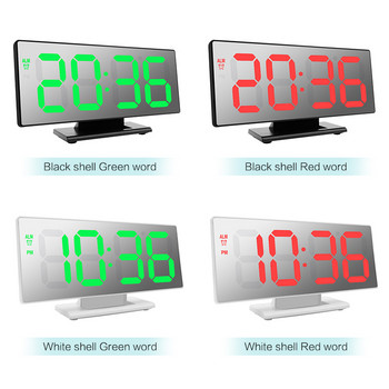 Ψηφιακό Ξυπνητήρι Καθρέφτης LED Ηλεκτρονικά ρολόγια Πολυλειτουργική Μεγάλη οθόνη LCD Ψηφιακό επιτραπέζιο ρολόι με ημερολόγιο θερμοκρασίας