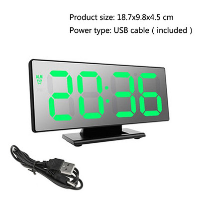 Digitālais modinātājs LED spogulis elektroniskie pulksteņi daudzfunkcionāli liels LCD displejs digitālais galda pulkstenis ar temperatūras kalendāru