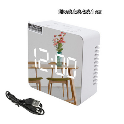 Digitālais modinātājs LED spogulis elektroniskie pulksteņi daudzfunkcionāli liels LCD displejs digitālais galda pulkstenis ar temperatūras kalendāru