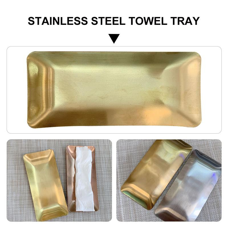 Nerūsējošā tērauda dvieļu uzglabāšanas šķīvis salvete salvete šķīvis trauks tēja augļu paplāte Kosmētika Rotaslietu organizators Virtuve Vannas istabas rīki