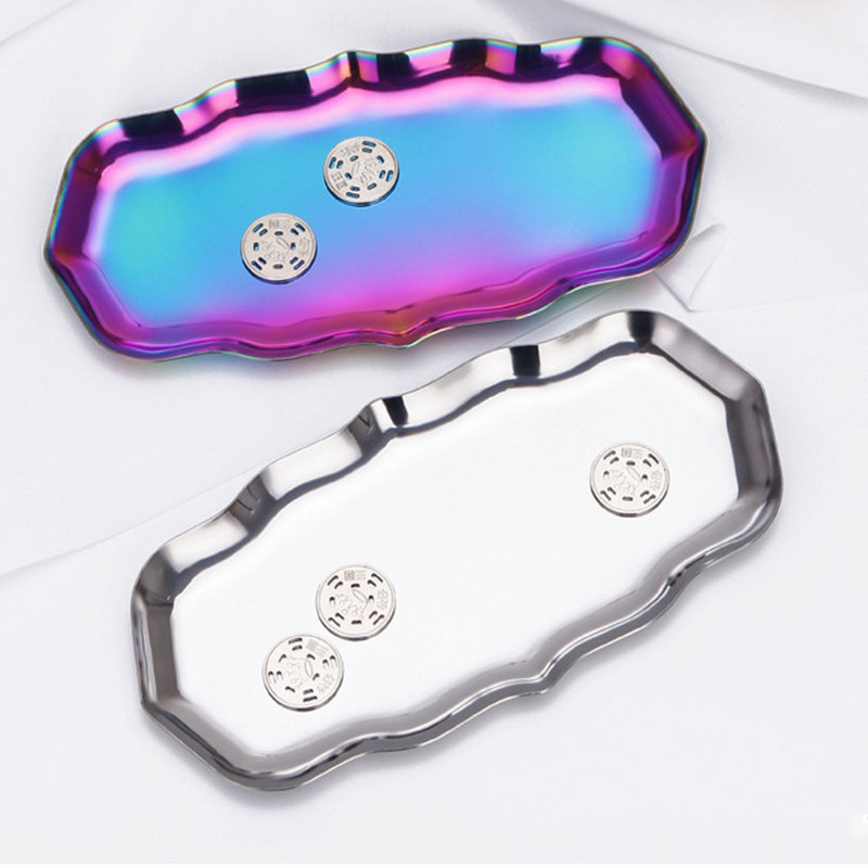 Δημιουργικός μεταλλικός δίσκος αποθήκευσης Χρυσά καλλυντικά Δίσκος φινιρίσματος κοσμημάτων Μικρά είδη Δίσκος προβολής κοσμημάτων Καθρέφτης Λογοτεχνικό ρετρό πιάτο