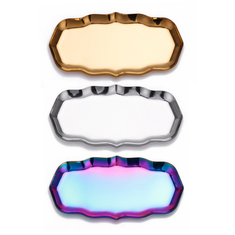 Δημιουργικός μεταλλικός δίσκος αποθήκευσης Χρυσά καλλυντικά Δίσκος φινιρίσματος κοσμημάτων Μικρά είδη Δίσκος προβολής κοσμημάτων Καθρέφτης Λογοτεχνικό ρετρό πιάτο