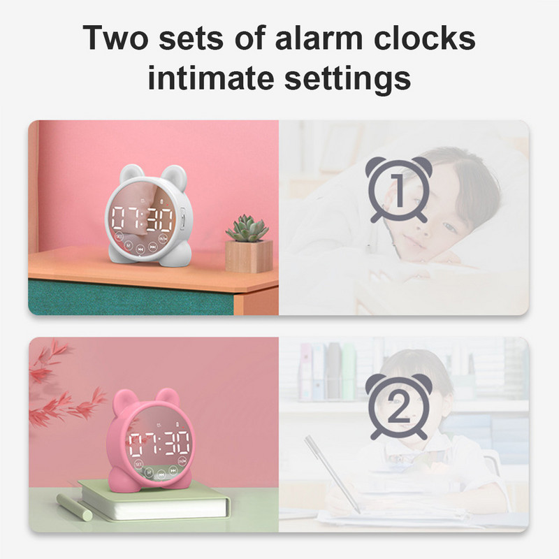 Daudzfunkcionāls modinātājs spogulis LED modinātājs Daudzfunkcionāls bezvadu Bluetooth mūzikas atskaņotājs elektroniskais digitālais modinātājs