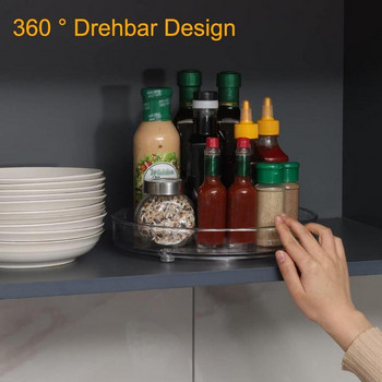 Органайзер с въртяща се маса Въртяща се на 360 градуса поставка за подправки Хладилник Кръгла тава за съхранение Кухненска поставка за закуски Подправка Шкаф Мързелива тава за съхранение