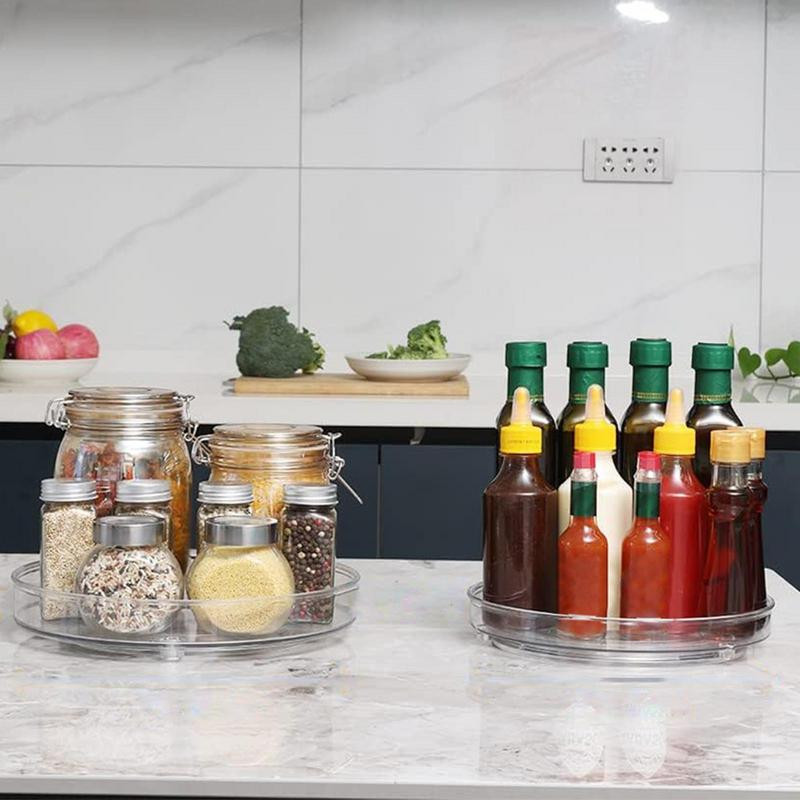 Patefono organizatorius 360 pasukamas prieskonių laikiklis šaldytuvas, apvalus laikymo padėklas virtuvės užkandžių prieskonių laikiklis spintelė tingus laikymo dėklas