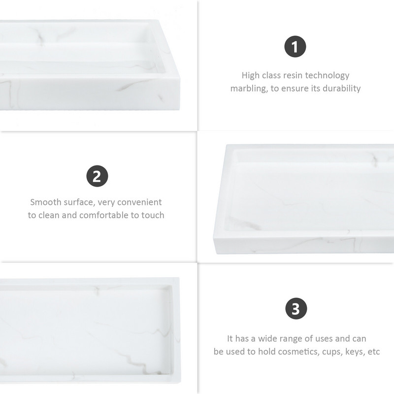 Uzglabāšanas paplāte uz galda. Mode, izsmalcināts turētājs, kafijas trauks, tualetes piederumi, sveķu, darbvirsmas kārtošanas trauki