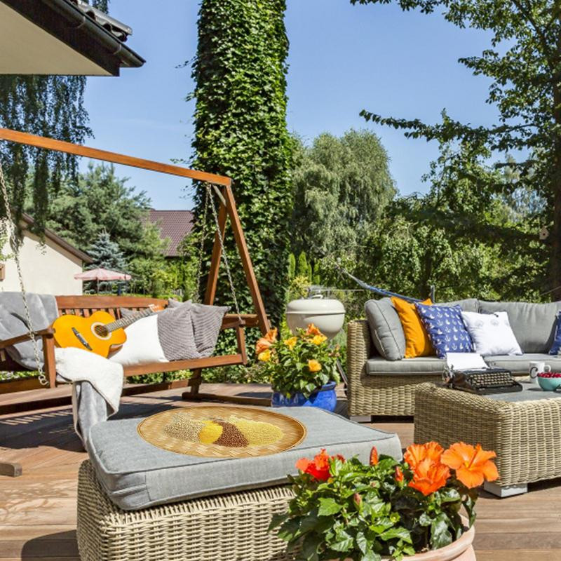 Käsitsi kootud bambussõel Käsitsi maalitud bambusest parve ümmargune hoiualuskorv Dekoratiivne kuivatamine bambusvarras Kodupood DIY Decor