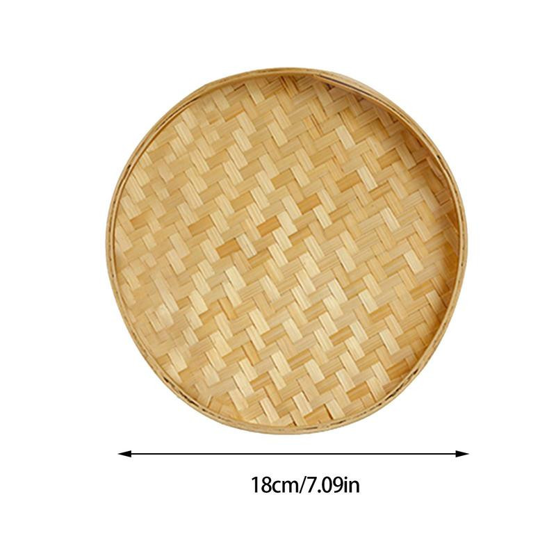 Käsitsi kootud bambussõel Käsitsi maalitud bambusest parve ümmargune hoiualuskorv Dekoratiivne kuivatamine bambusvarras Kodupood DIY Decor