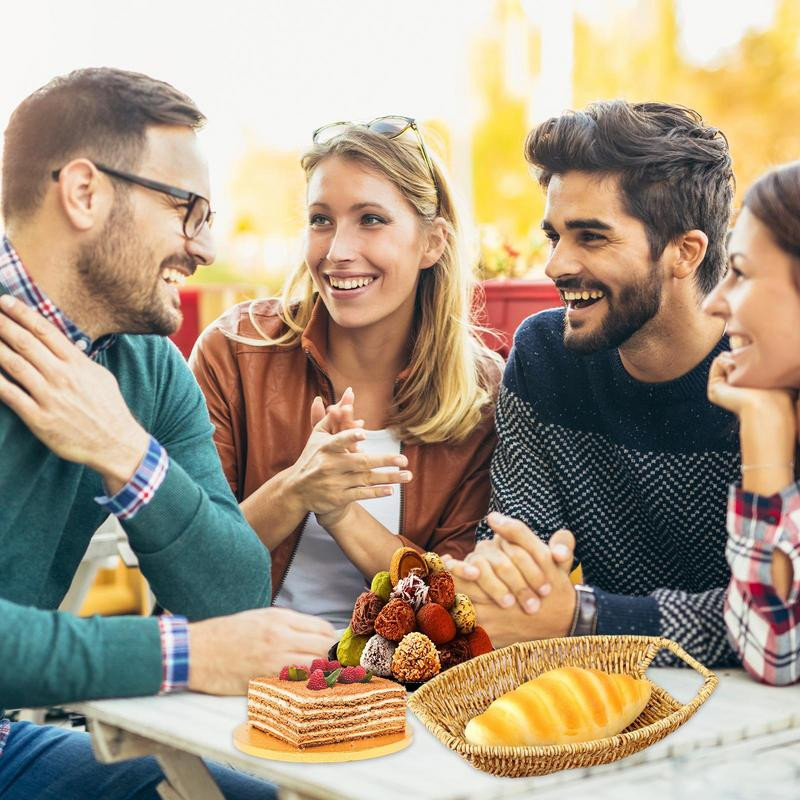 Rotangpalmas paplāte Pārnēsājama glabāšanas groza paplāte ar rokturiem Dekoratīva maizes paplāte Vintage organizatora šķīvju ēdiena pasniegšanas paplātes piederumi