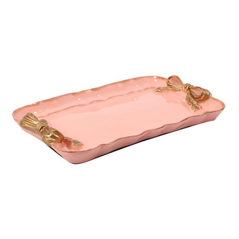 Европейски стил Bow Cake Подноси за съхранение Органайзер за грим Десертна чиния Квадратна декорация Поднос Кухненски подноси за съхранение 12X20cm