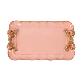 Европейски стил Bow Cake Подноси за съхранение Органайзер за грим Десертна чиния Квадратна декорация Поднос Кухненски подноси за съхранение 12X20cm