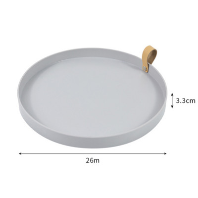 Galddatora uzglabāšanas paplāte Ziemeļvalstu plastmasas apaļas rotaslietu paplātes Dzīvojamā istaba Virtuves galds Ēdienu uzkodu paplātes šķīvis ar rokturi Mājas dekors