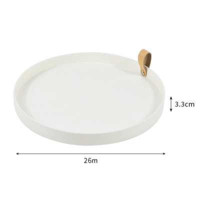 Galddatora uzglabāšanas paplāte Ziemeļvalstu plastmasas apaļas rotaslietu paplātes Dzīvojamā istaba Virtuves galds Ēdienu uzkodu paplātes šķīvis ar rokturi Mājas dekors