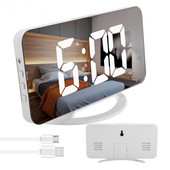 MICLOCK digitālais modinātājs 7 collu lieli LED spoguļa elektroniskie pulksteņi ar pieskārienu atlikšanu, dubultā USB uzlādes galda sienas modernie pulksteņi