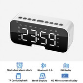 Digitālais modinātājs Bluetooth skaļrunis liels LED spoguļvirsma Elektroniskais pulkstenis FM radio tālruņa turētājs Guļamistabas biroja dekorācijas