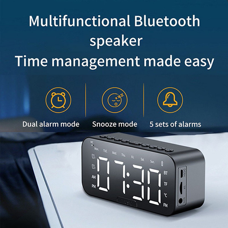 Digitālais modinātājs Bluetooth skaļrunis liels LED spoguļvirsma Elektroniskais pulkstenis FM radio tālruņa turētājs Guļamistabas biroja dekorācijas
