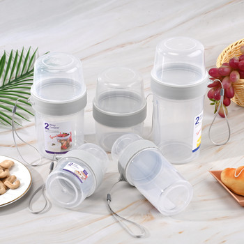 Чаша за зърнени култури, подходяща за млечна закуска Кутия за съхранение Херметично затворено отделение за храна Прозрачни чаши за хрупкавост Двуслойна бутилка