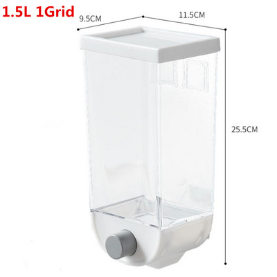 Kuhinjski dozator žitarica od cjelovitih žitarica od 2 L, podijeljeni zatvoreni spremnik za pohranu, 2 rešetke, zidne posude za pohranu hrane