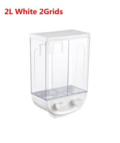 Kuhinjski dozator žitarica od cjelovitih žitarica od 2 L, podijeljeni zatvoreni spremnik za pohranu, 2 rešetke, zidne posude za pohranu hrane