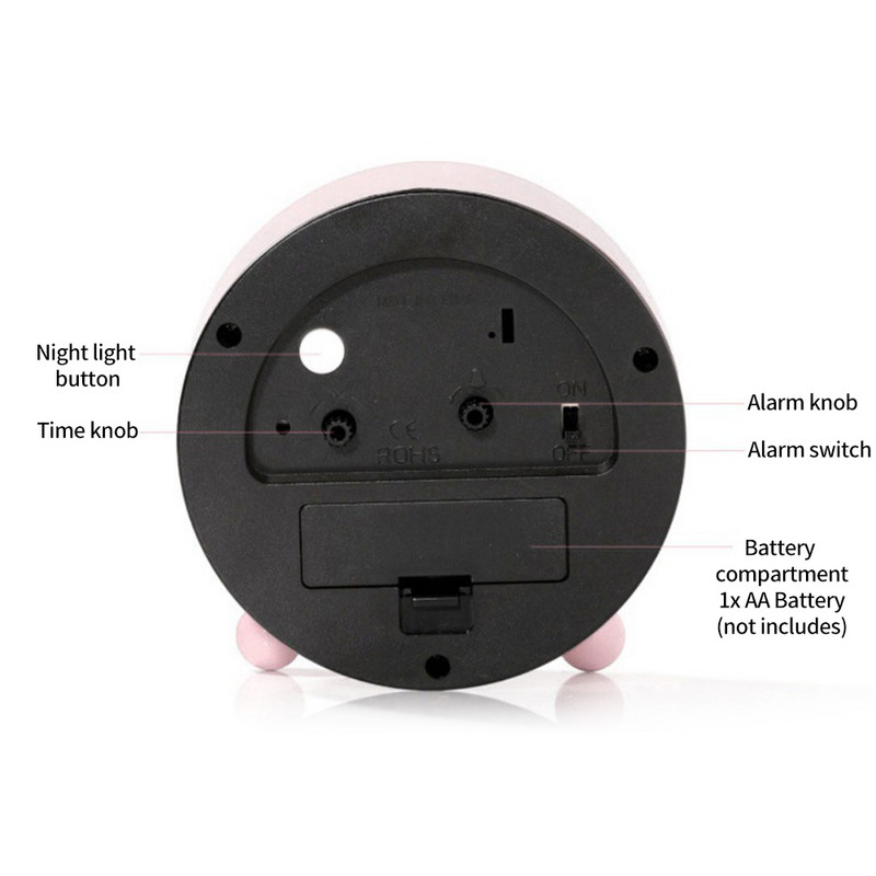 Analóg Csendes éjszakai fénnyel Könnyen leolvasható Diákasztal gyerekeknek ébresztőóra Otthoni dekoráció Éjjeli elemmel működő, aranyos rajzfilm gyerekeknek