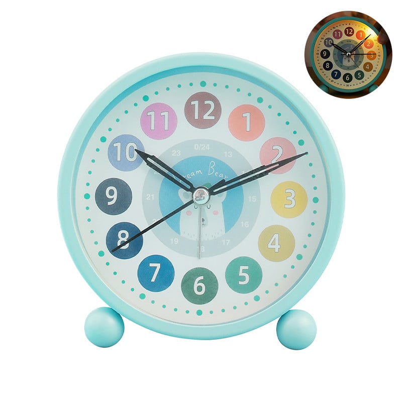 Analóg Csendes éjszakai fénnyel Könnyen leolvasható Diákasztal gyerekeknek ébresztőóra Otthoni dekoráció Éjjeli elemmel működő, aranyos rajzfilm gyerekeknek