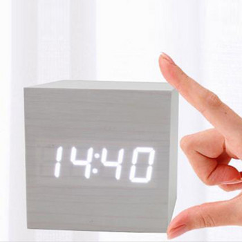 Νέο Ψηφιακό LED Ξύλινο Ξυπνητήρι Ξύλινο Ρολόι Ρετρό Λάμψη Ημερολόγιο Ρολόι Ρολόι Διακοσμητικό Τραπέζι Ρολόι Φωνητικός έλεγχος Λειτουργία αναβολής Χρονοδιακόπτης γραφείου