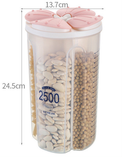 Αεροστεγές κουτί αποθήκευσης Δεξαμενή αποθήκευσης σιτηρών Σπίτι Κουζίνα Δοχείο τροφίμων ξηρά τρόφιμα Μπουκάλι αποθήκευσης πολλαπλών διαμερισμάτων