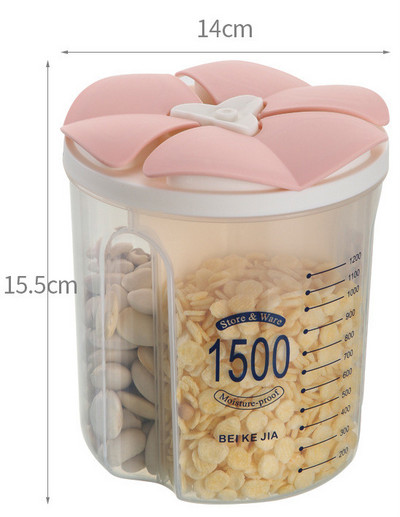 Αεροστεγές κουτί αποθήκευσης Δεξαμενή αποθήκευσης σιτηρών Σπίτι Κουζίνα Δοχείο τροφίμων ξηρά τρόφιμα Μπουκάλι αποθήκευσης πολλαπλών διαμερισμάτων