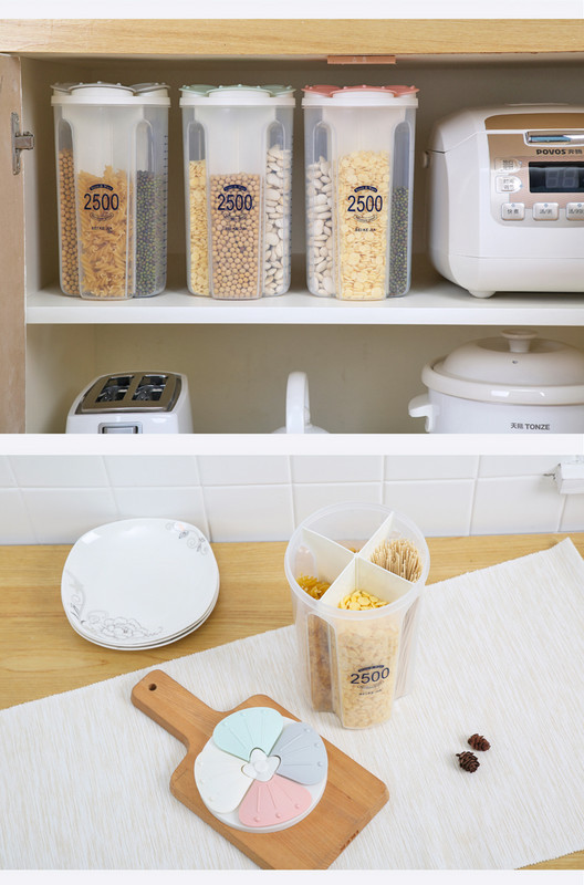 Αεροστεγές κουτί αποθήκευσης Δεξαμενή αποθήκευσης σιτηρών Σπίτι Κουζίνα Δοχείο τροφίμων ξηρά τρόφιμα Μπουκάλι αποθήκευσης πολλαπλών διαμερισμάτων