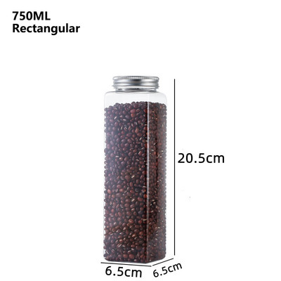 1vnt 350-1000ml PET skaidrių grūdų laikymo sandarinimo bakas virtuvė stambių javų riešutų traškių užkandžių laikymo bpttle organizatoriaus dėžutė