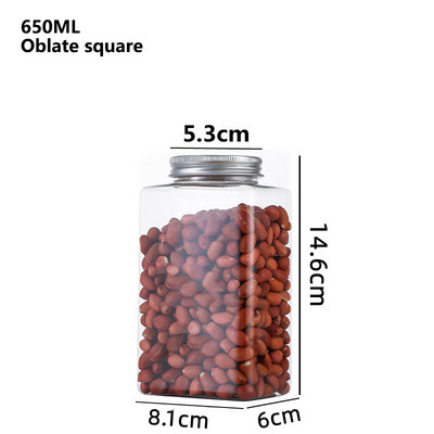 1vnt 350-1000ml PET skaidrių grūdų laikymo sandarinimo bakas virtuvė stambių javų riešutų traškių užkandžių laikymo bpttle organizatoriaus dėžutė