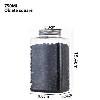 1vnt 350-1000ml PET skaidrių grūdų laikymo sandarinimo bakas virtuvė stambių javų riešutų traškių užkandžių laikymo bpttle organizatoriaus dėžutė