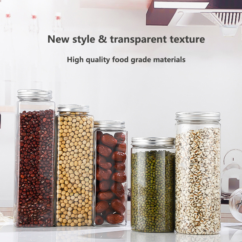1vnt 350-1000ml PET skaidrių grūdų laikymo sandarinimo bakas virtuvė stambių javų riešutų traškių užkandžių laikymo bpttle organizatoriaus dėžutė