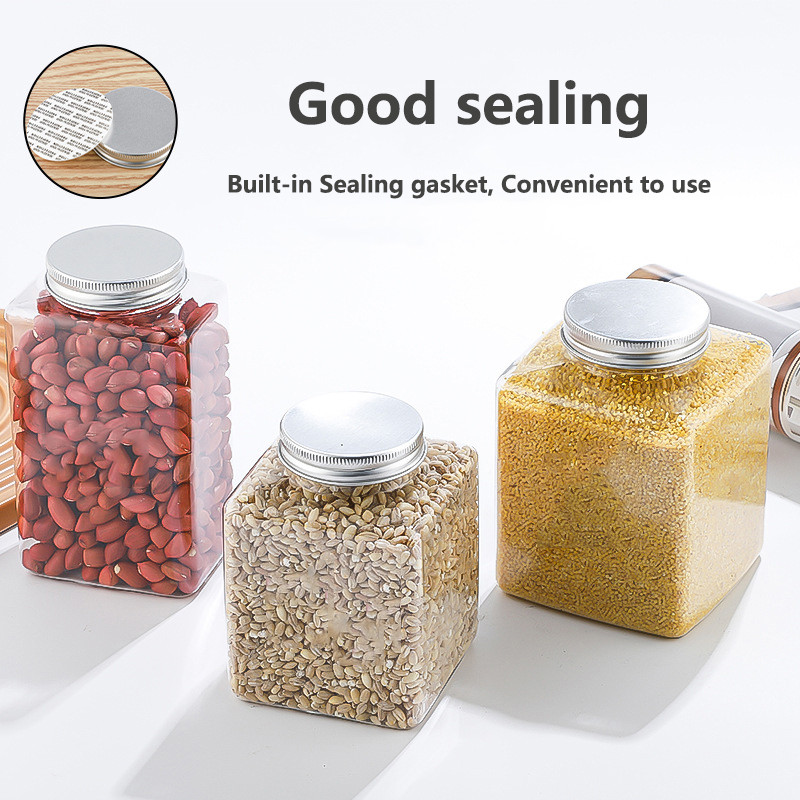 1vnt 350-1000ml PET skaidrių grūdų laikymo sandarinimo bakas virtuvė stambių javų riešutų traškių užkandžių laikymo bpttle organizatoriaus dėžutė