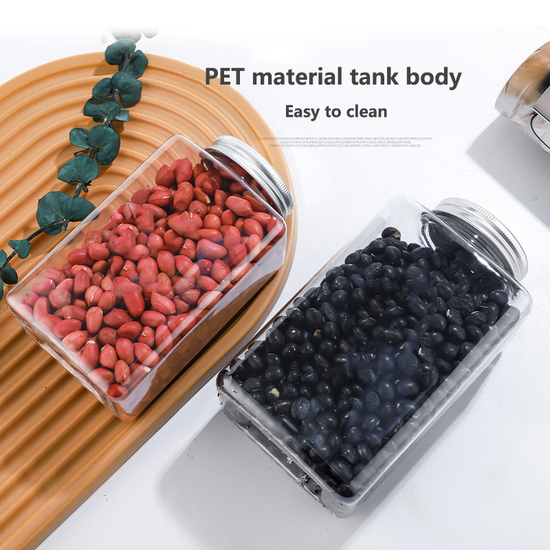 1vnt 350-1000ml PET skaidrių grūdų laikymo sandarinimo bakas virtuvė stambių javų riešutų traškių užkandžių laikymo bpttle organizatoriaus dėžutė