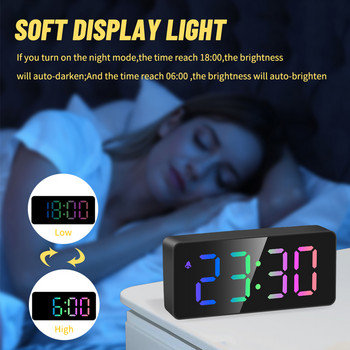 Памет Батерия Правоъгълник Цифров будилник LED дисплей с USB захранване Спалня Дата Температура Многофункционален огледален екран