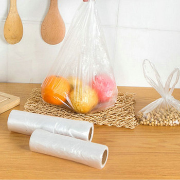 100 торби/ролка пластмасови торбички за съхранение на храна с преносима дръжка за зеленчуци, плодове, хляб, кухненски органайзер, три размера по избор