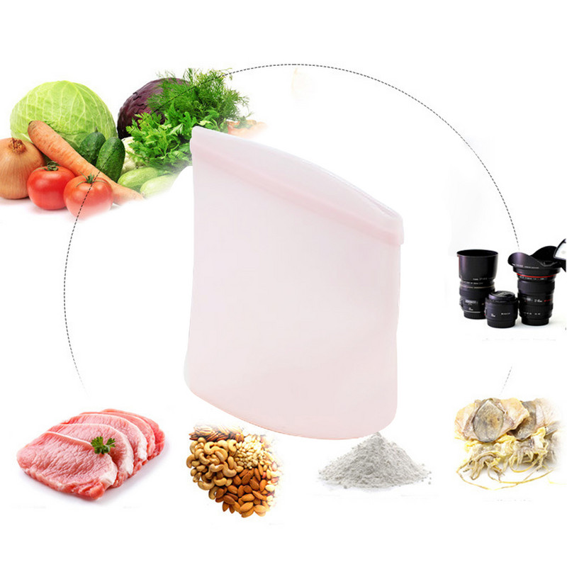 Sutirštintas šviežiai išsilaikantis silikoninis maisto laikymo maišelis Trijų spalvų dvigubas užtrauktukas Daugkartinis užtrauktukas maišelis virtuvės maisto organizatorius