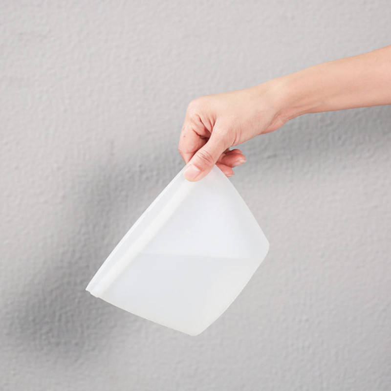 Sutirštintas šviežiai išsilaikantis silikoninis maisto laikymo maišelis Trijų spalvų dvigubas užtrauktukas Daugkartinis užtrauktukas maišelis virtuvės maisto organizatorius